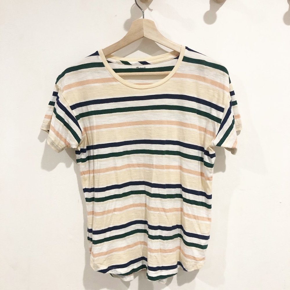 Madewell Colorful Striped Crew Neck Tee-Shirt S
